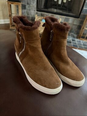 Steven By Steve Madden Chestnut Brown Suede Fur-Lined Ankle sneakers